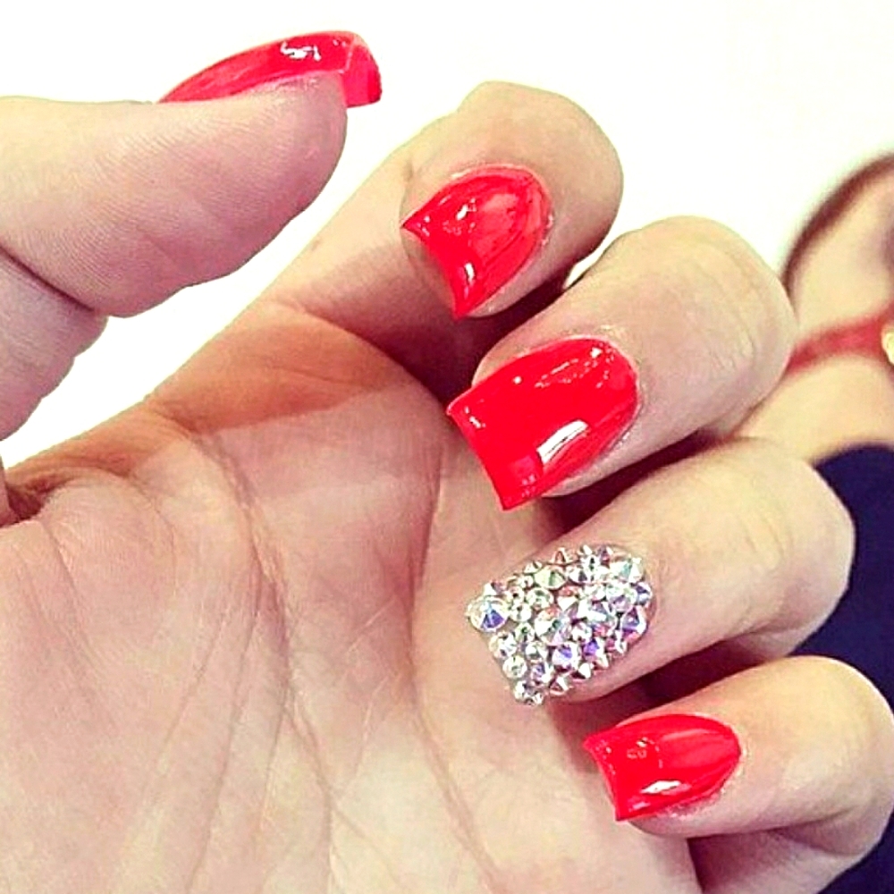 RED MEDIUM LONG BLING SQUARE 💅 NAILS PRES